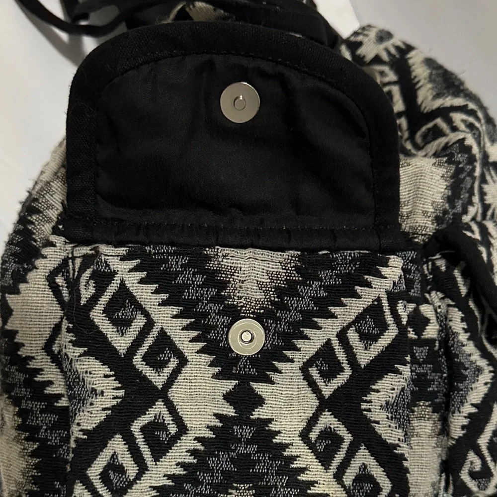 Aztec or Southwestern-style geometric print Black and White Backpack EUC